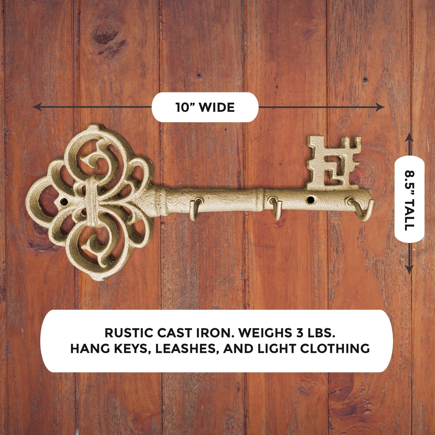 Gold Skeleton Key Wall Hooks, 10”