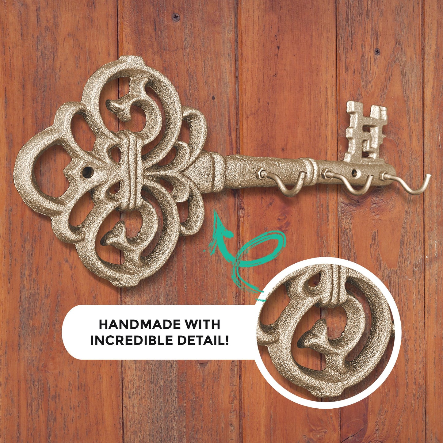 Gold Skeleton Key Wall Hooks, 10”