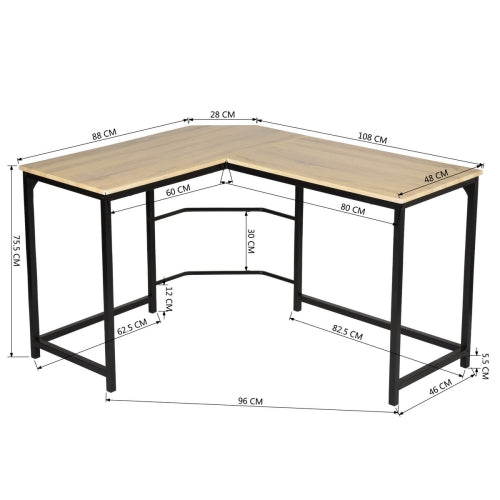 4ft - L-Shaped Computer Desk PC Laptop Table Wood Workstation Furniture Sturdy