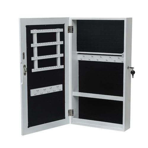 Lockable Jewelry Cabinet Armoire Wall Mounted Space Saving Jewelry