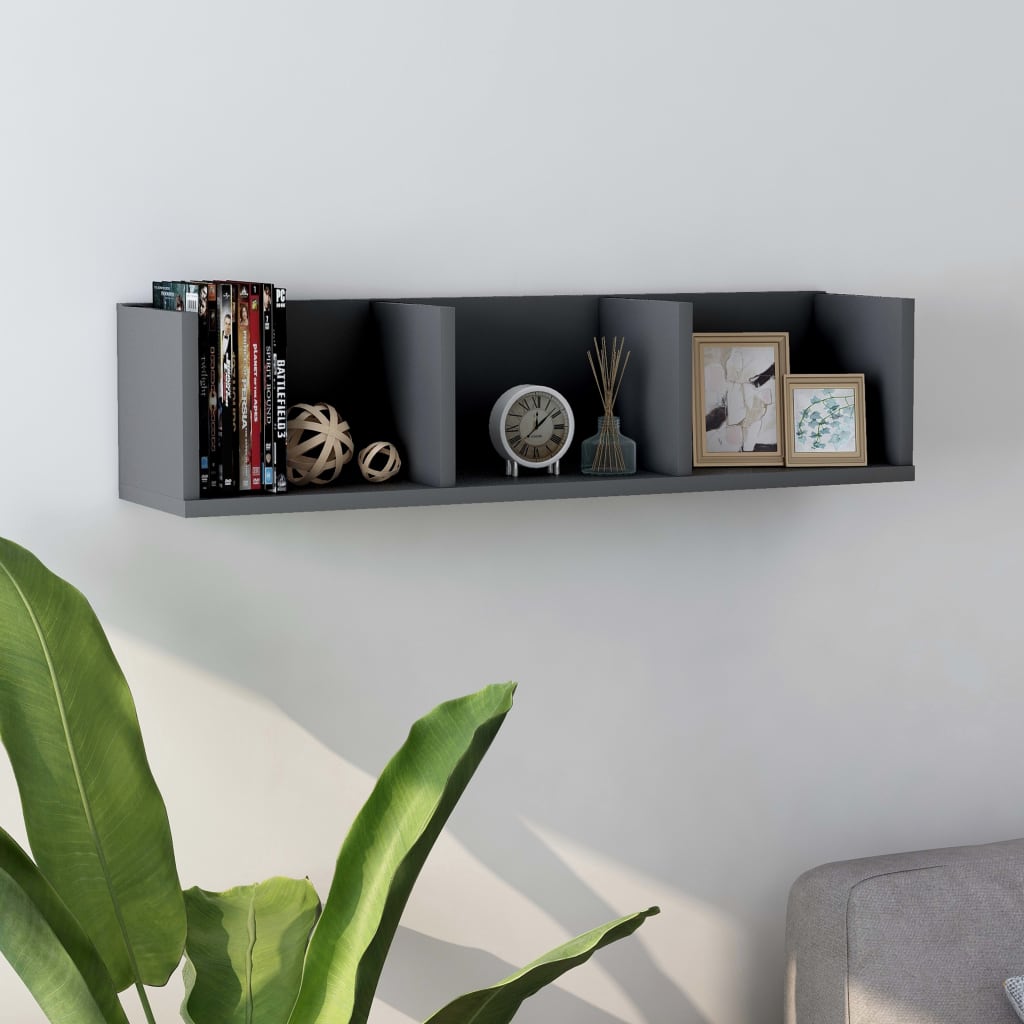 Wall Mount Shelf (White/Black/Grey) 29.5"x7.1"x7.1" Faux Wood