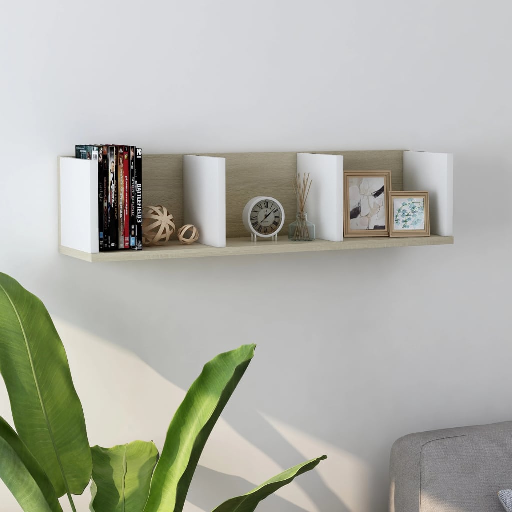 Wall Mount Shelf (White/Black/Grey) 29.5"x7.1"x7.1" Faux Wood
