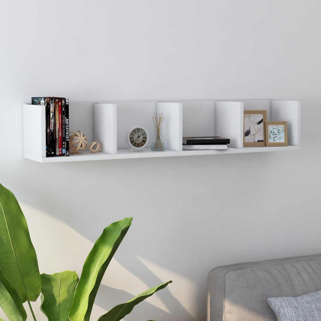Wall Mount Shelf White 39.4"x7.1"x7.1" Faux Wood