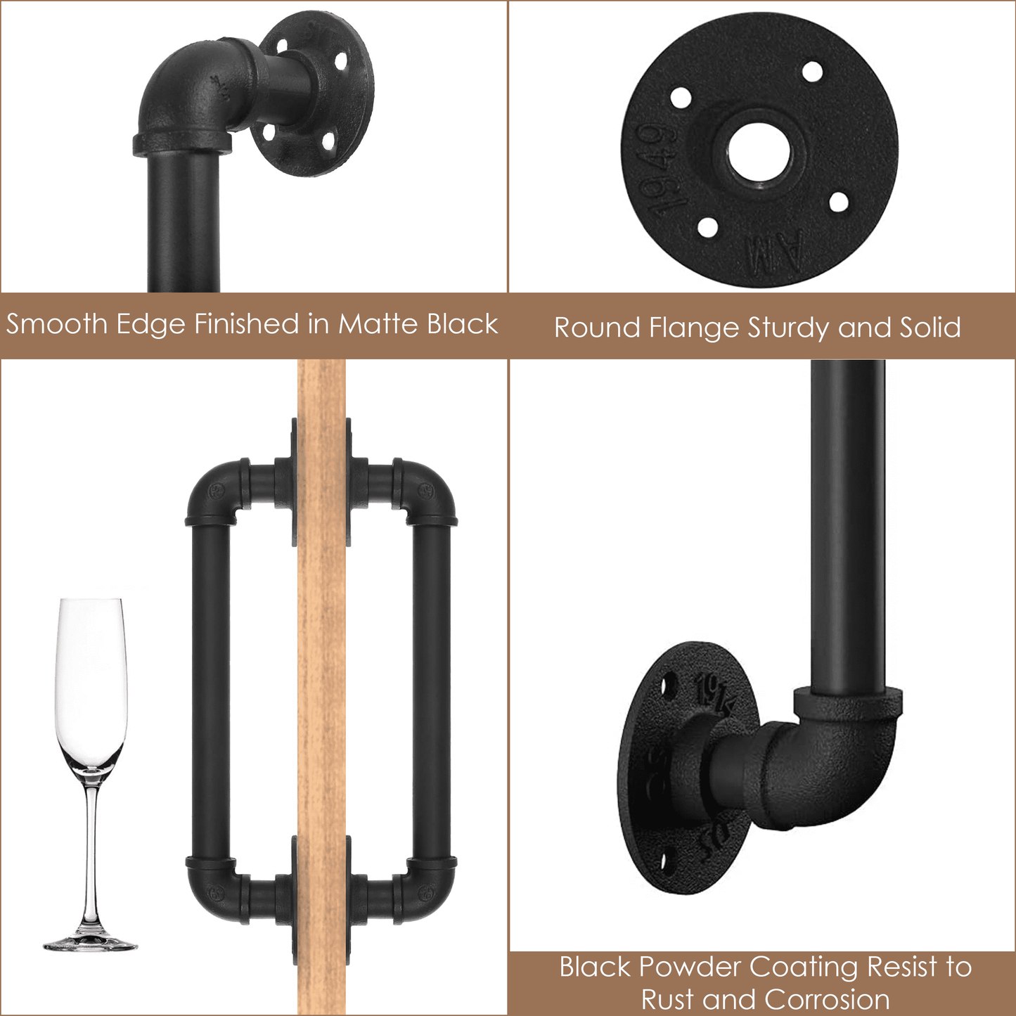 Industrial Barn Door Handles, (12in - Black) 100% high-quality