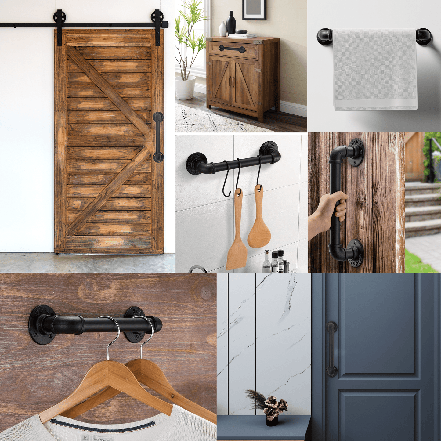 Industrial Barn Door Handles, (12in - Black) 100% high-quality