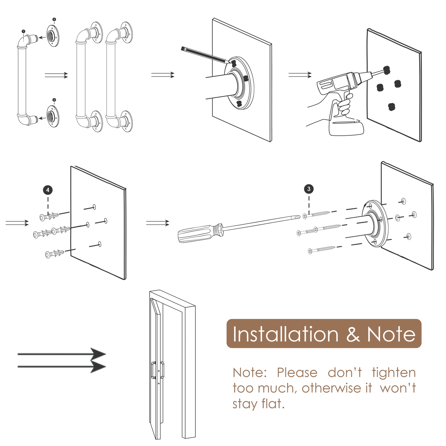 Industrial Barn Door Handles, (12in - Black) 100% high-quality