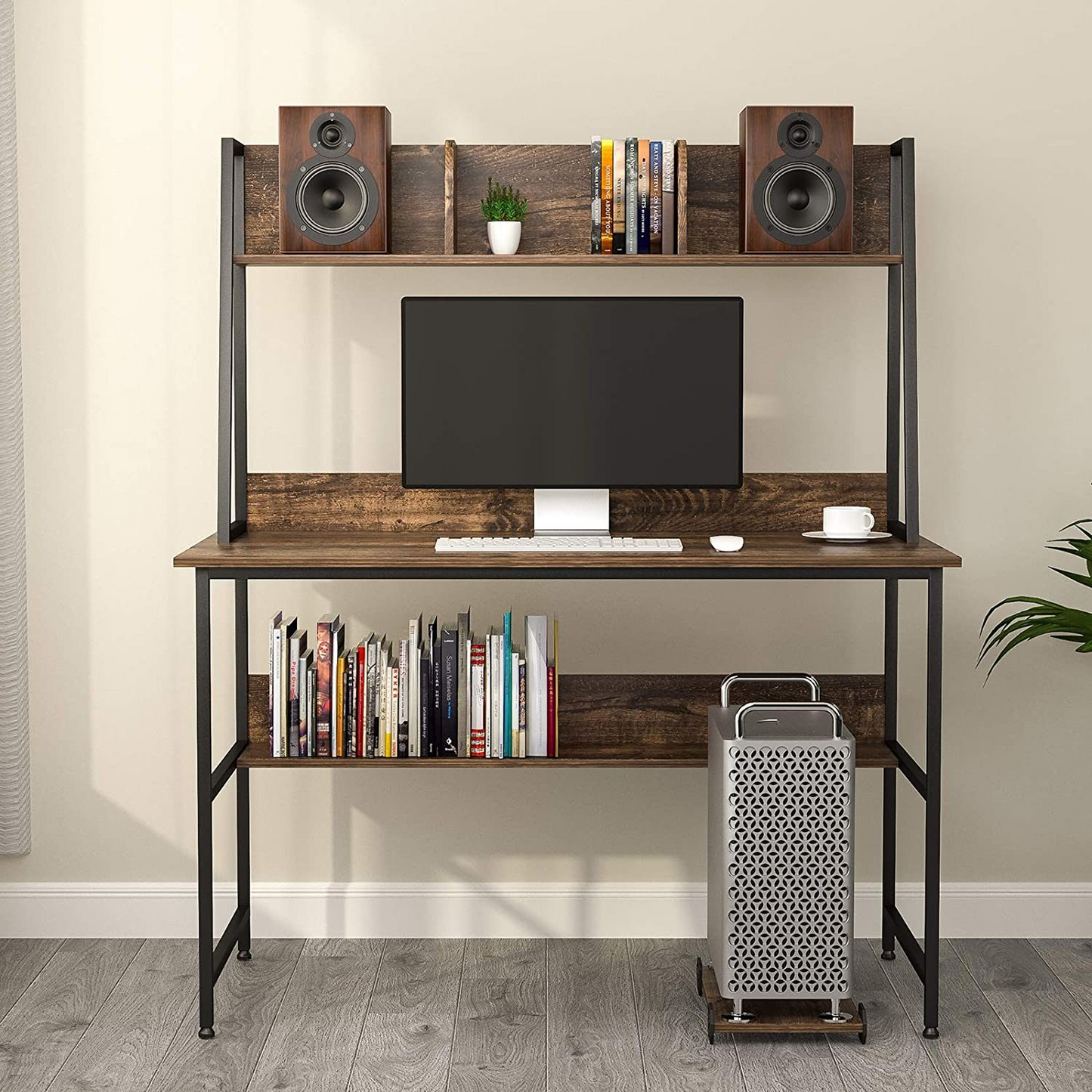 47 Inch Computer Desk w/ Shelves Sturdy - Hutch