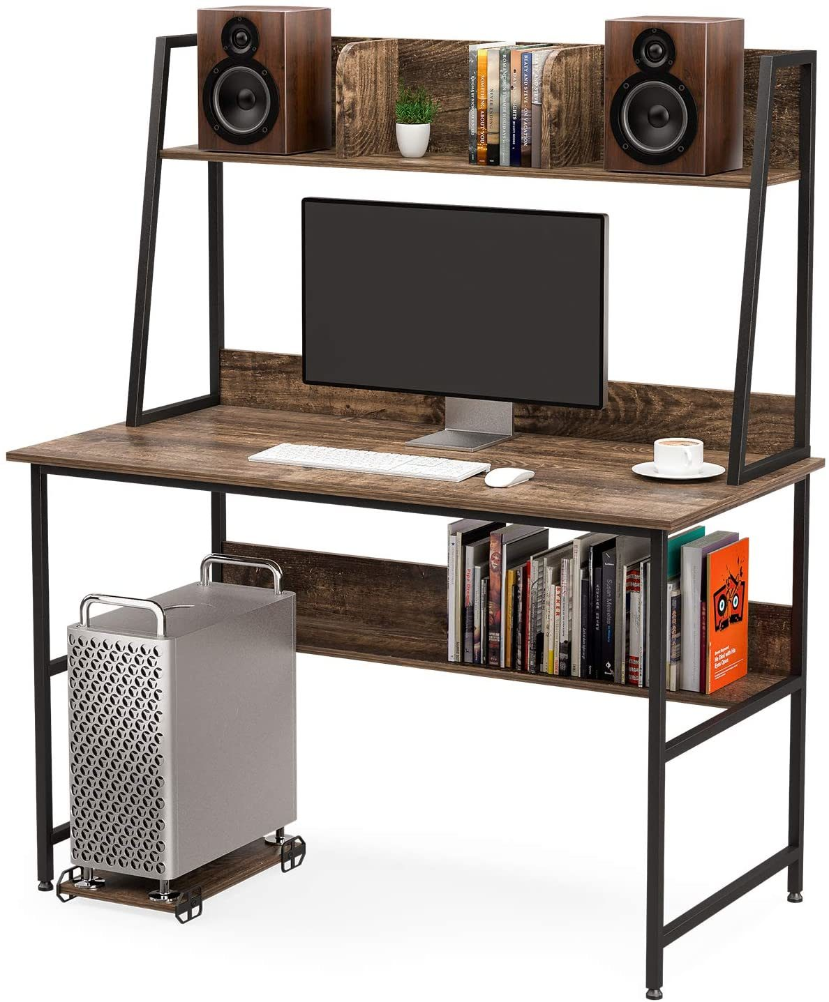 47 Inch Computer Desk w/ Shelves Sturdy - Hutch
