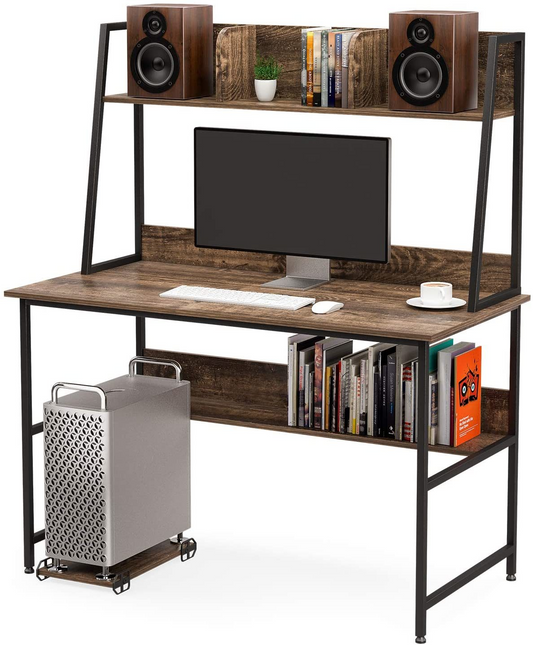 47 Inch Computer Desk w/ Shelves Sturdy - Hutch