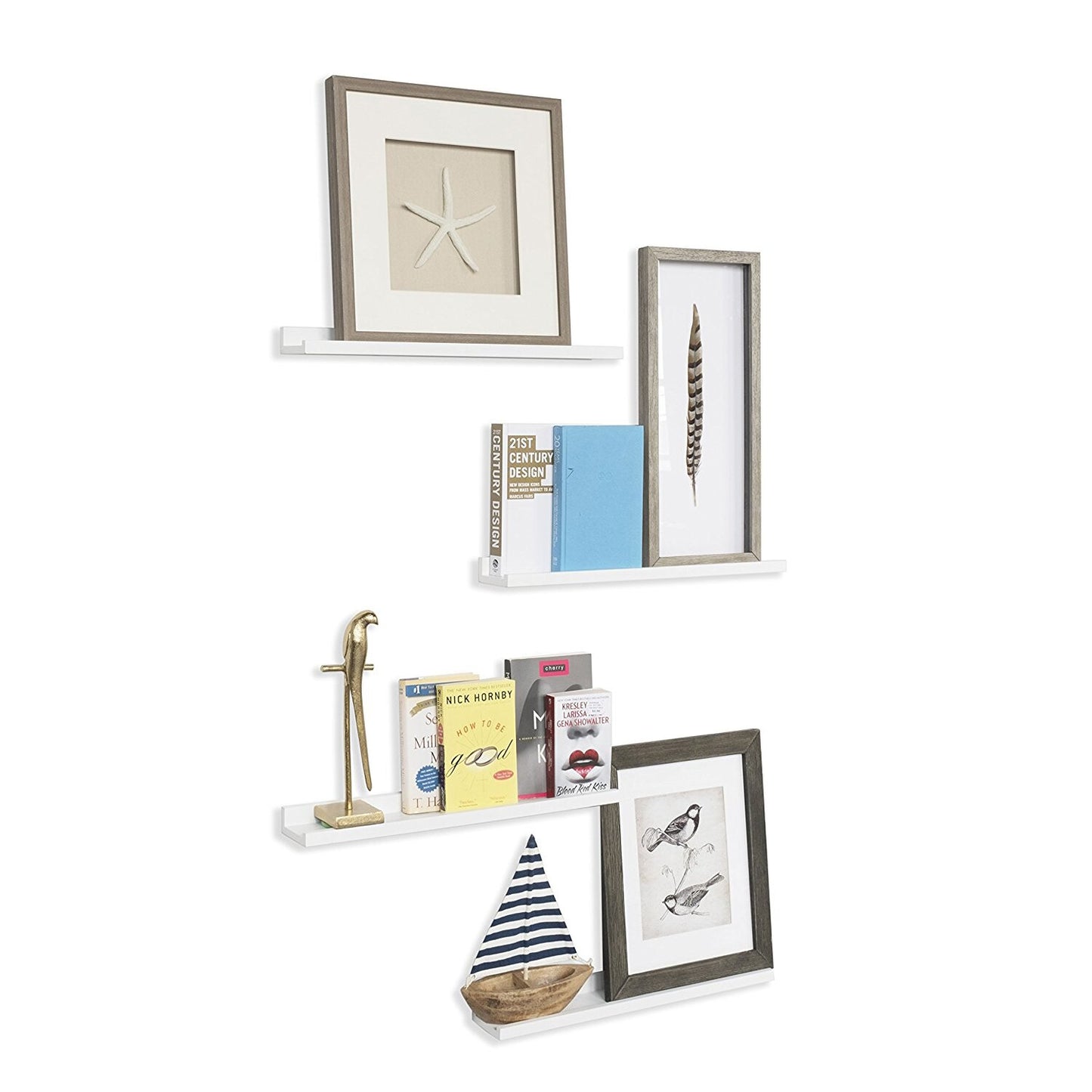 22 Inches Floating Picture Display Ledge MDF Wood Wall Mount Shelf